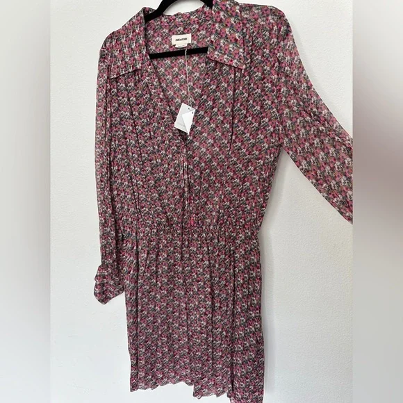 NWT Zadig & Voltaire Rose Skull Dress‎ Large Reevas Mousseline - Picture 9 of 14